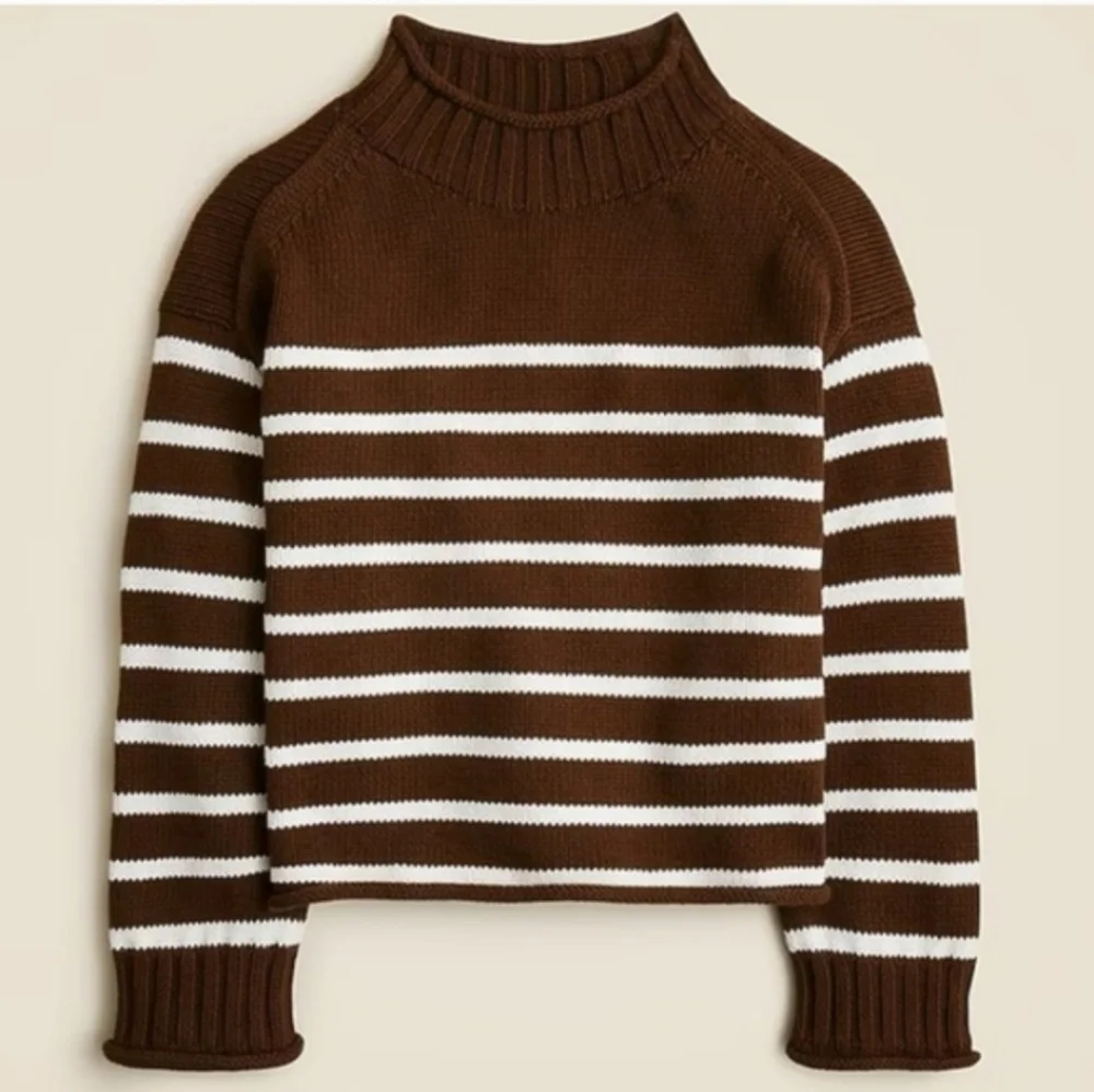 NWT J.Crew Women's 2025 Rollneck™ sweater in stripe Sz S $225 Viral - Picture 2 of 6